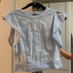 J.O.A Size XS Light blue and white floral top and shorts set